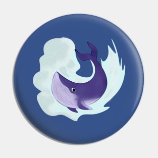 Blue whale with waves Pin