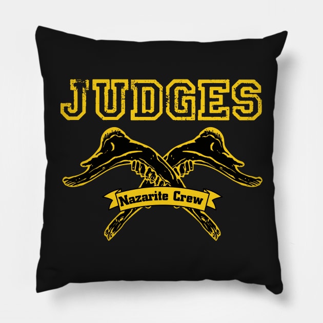 Judge New York Crew Parody Judges Hardcore Punk Pillow by thecamphillips