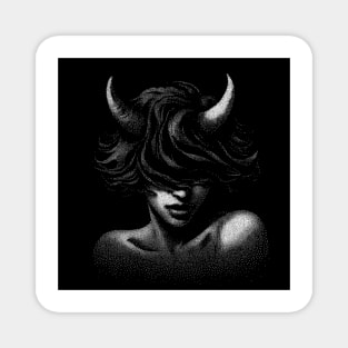 portrait of a demon girl with horns. Magnet