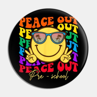 Peace Out Preschool Graduation Kids Smile Face Pin