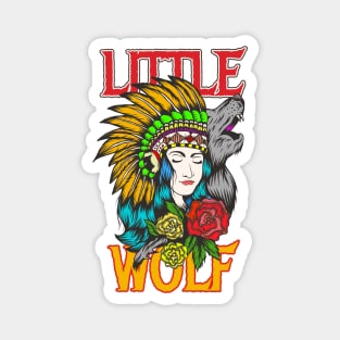 Little Wolf / Native American Girl Magnet