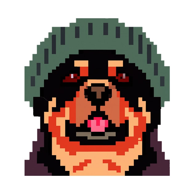 Rottweiler Pixel Art Dog Lover Puppy by BetterManufaktur