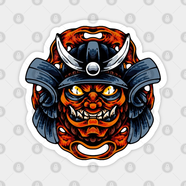 Oni Samurai Head Magnet by andhiika