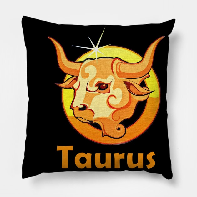 Taurus zodiac sign Pillow by tonkashirts