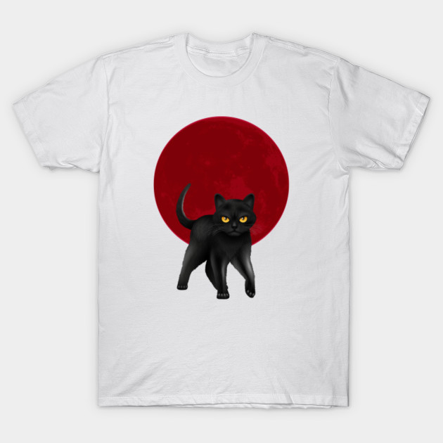 Red Moon Cat T Shirt Black Cat T Shirt Red Moon Cat T Shirt