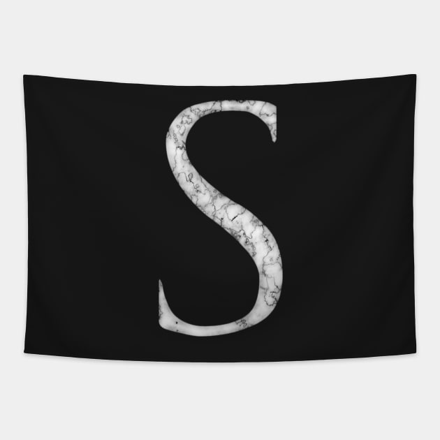 S in Roman White Marble Latin Alphabet Letter Sticker Tapestry by SolarCross