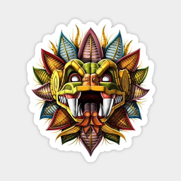 Quetzalcoatl Aztec Feathered Serpent God Magnet by underheaven