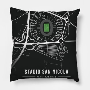 Stadio San Nicola Map Design - Black Pillow