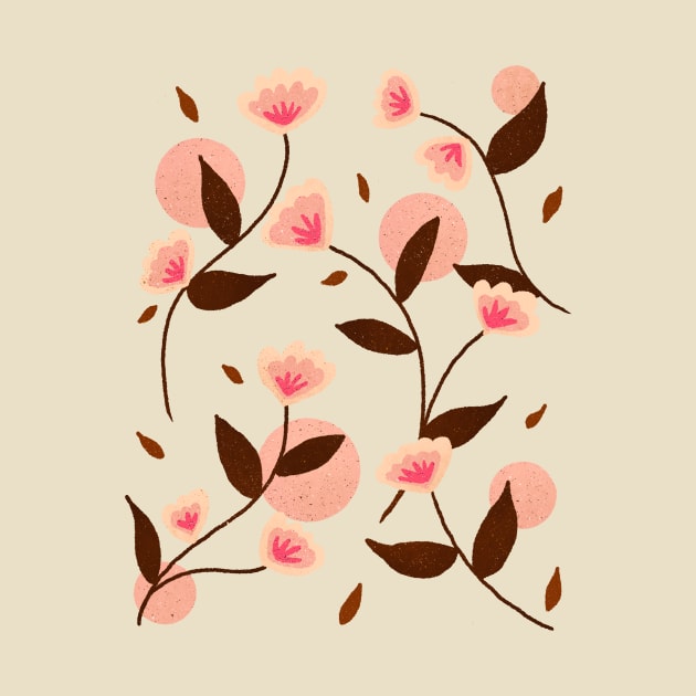 Retro pink and brown floral pattern by Home Cyn Home 