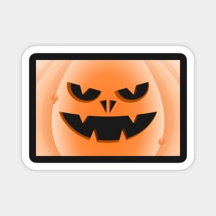 Bad and angry Halloween pumpkin in the foreground Magnet