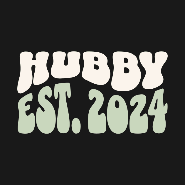 Hubby Est. 2024 Newlywed Husband Honeymoon Wavy Font by LizardIsland