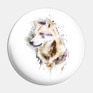 Watercolor Portrait - Wolf Profile Pin