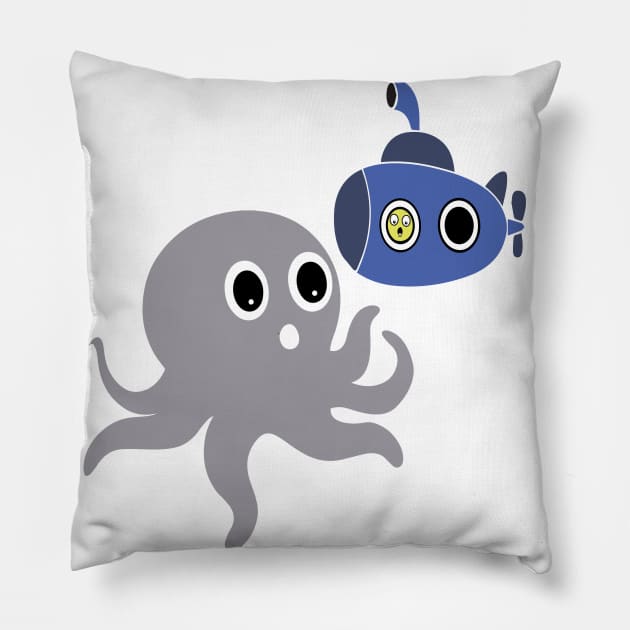 Octopus meets Submarine Pillow by bambamdesigns