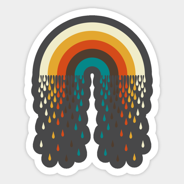 Retro Rainbow Raindrops Rainbow Sticker Teepublic Retro Rainbow Raindrops Rainbow Sticker Teepublic
