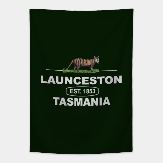 Launceston, Tasmania with Tasmanian Tiger Tapestry by KC Morcom aka KCM Gems n Bling aka KCM Inspirations