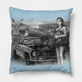 girl mechanic Pillow