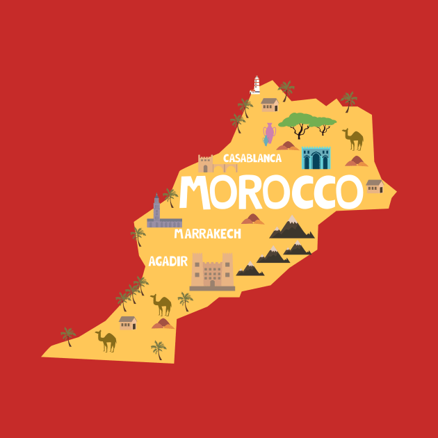 Morocco Illustrated Map by JunkyDotCom