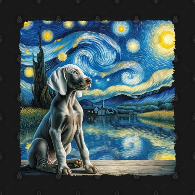 Starry Weimaraner Dog Portrait - Pet Portrait by starry_night