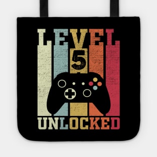 Level 5 Unlocked Funny Video Gamer 5th Birthday Gift Tote