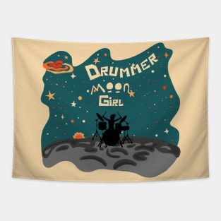 Drummer Moon Girl Tapestry