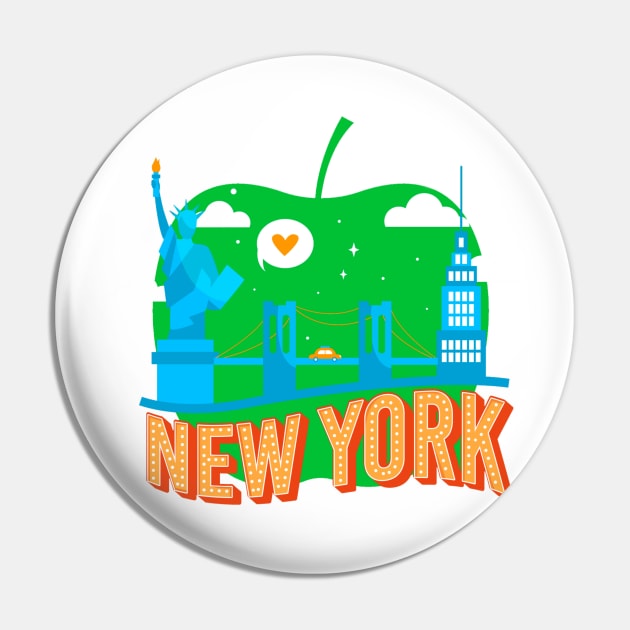 Big Apple New York Statue of Liberty USA Pin by maximfox