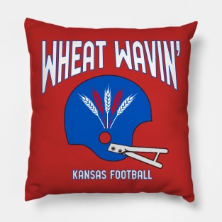 Wheat Wavin KU Football Red Pillow