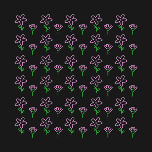 Pink Spring Flowers on Grey T-Shirt