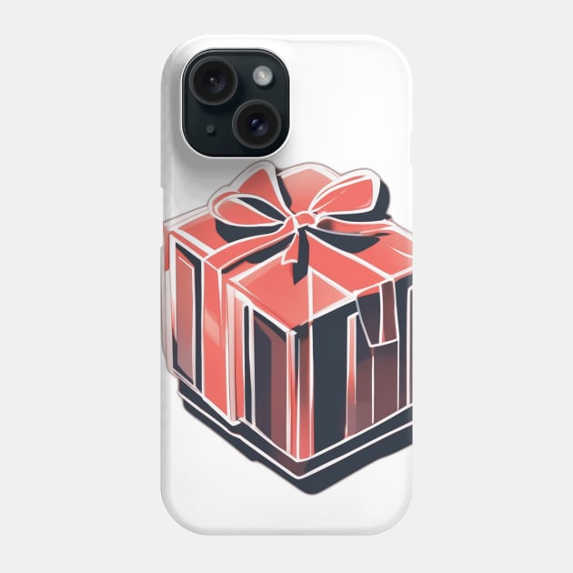Vibrant Gift Box with Festive Bow Illustration No. 627 Phone Case by cornelliusy