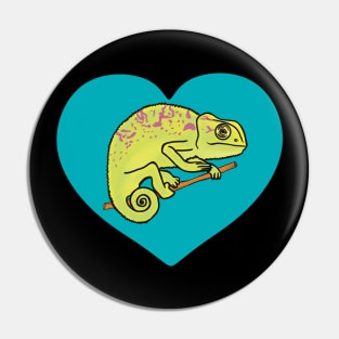 Blue Heart Colorful Chameleon for Chameleon Lovers Pin