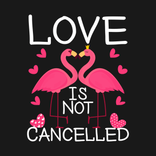 Love Is Not Cancelled Happy Valentines Day 2021 Flamingos Lovers T-Shirt