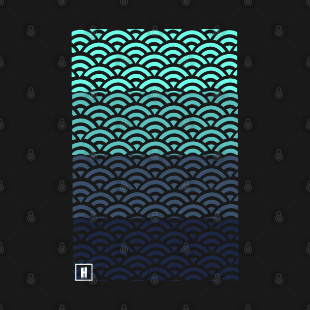 Retro Japanese Clouds Pattern RE:COLOR 18 by HCreatives