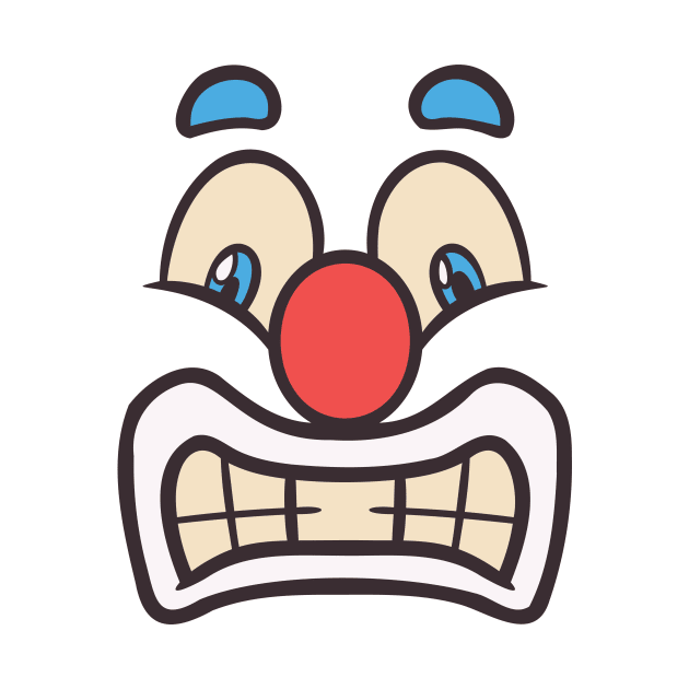 Funny Clown Face Cartoon Illustration by unlesssla