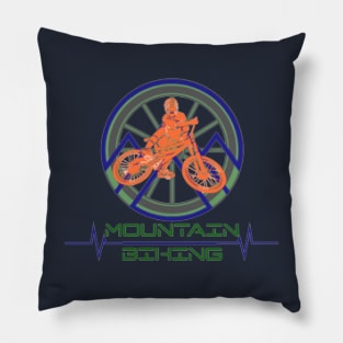 Mountain Biking Through The Woods Pillow