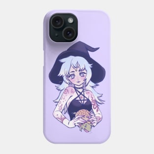 Anime, Witch, eating a frog, Tattoo, Digital Painting Phone Case