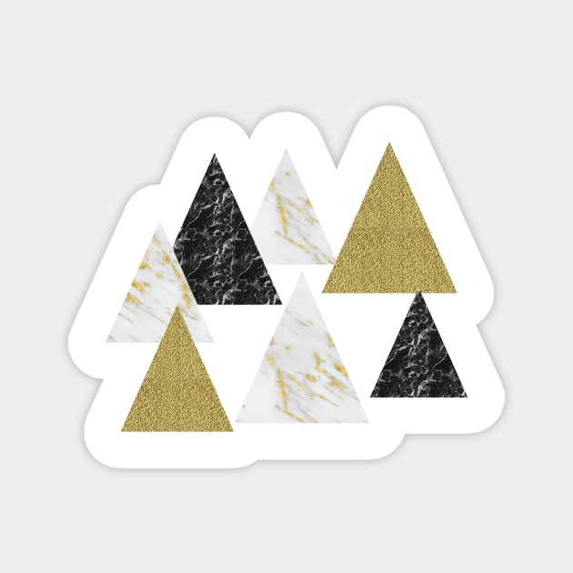 Golden shimmer geometric triangles Magnet by marbleco