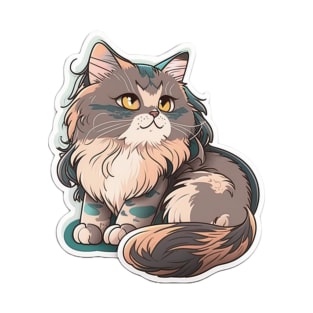 Majestic Maine Coon Cat Sticker T-Shirt