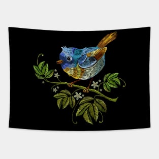 embroider wild tropical bird Tapestry