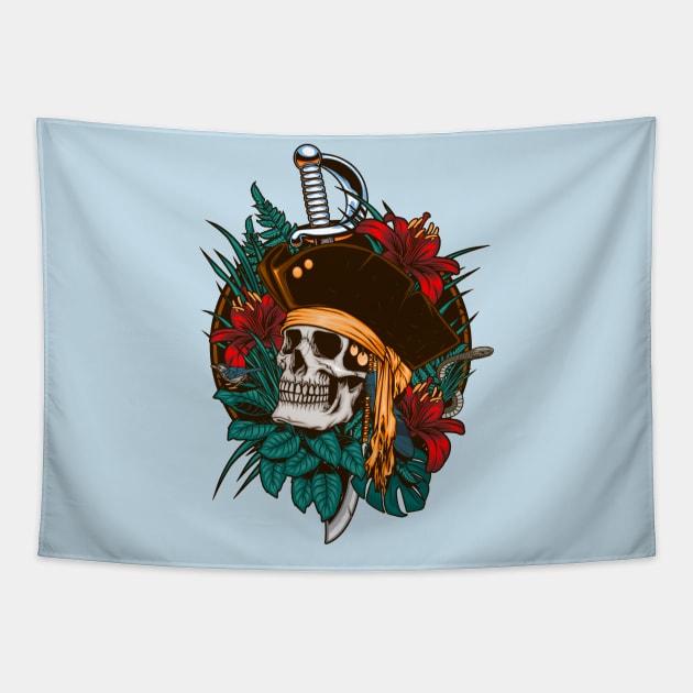 Pirate Skull Tapestry by FirmanHatibu123