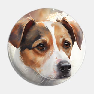 Jack Russell Terrier Dog Watercolor portrait Pin