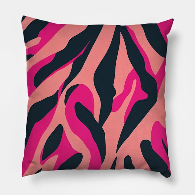 Pink Tiger Stripes Abstract Animal Print Pillow by Trippycollage