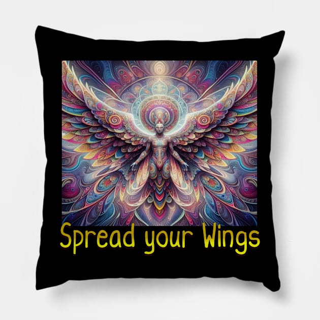 Spread your wings Pillow by Out of the world