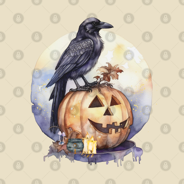 Raven on a Jack O Lantern by mw1designsart