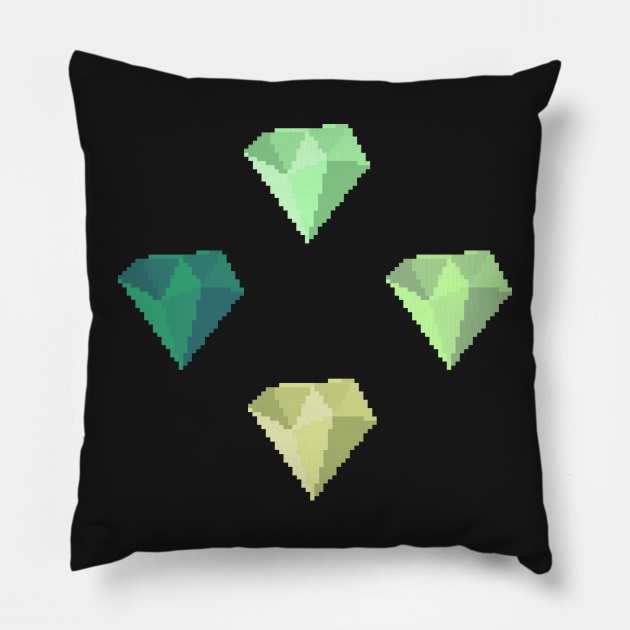 Green Gems Pixel Art Pillow by christinegames