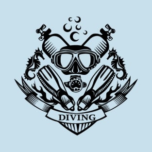 scuba diving gear and sea horse T-Shirt