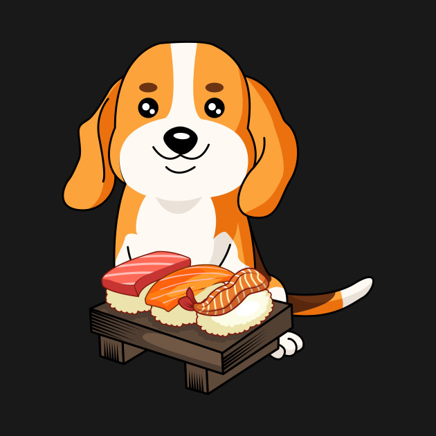 Chibi Anime Beagle Dog Sushi Lover - Beagle Sushi Lover - Koszulka ...
