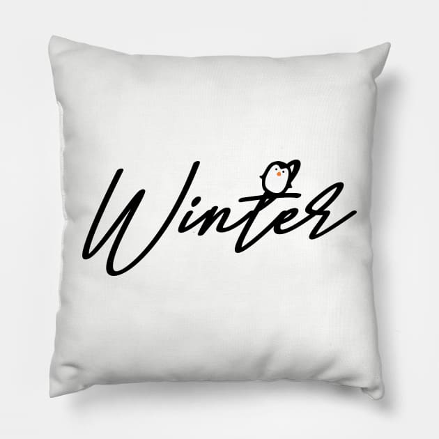 Windy Winter Penguin Adorable Pillow by Horisondesignz