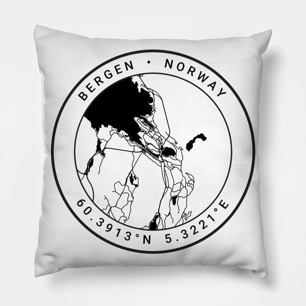 Bergen Map Pillow by Ryan-Cox