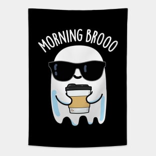 Morning Broo Funny Ghost Coffee Pun Tapestry