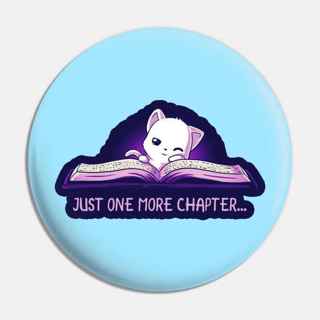 Just one more chapter ! Cute Funny Cat Kitten Reading Book Lover Artwork Pin by LazyMice