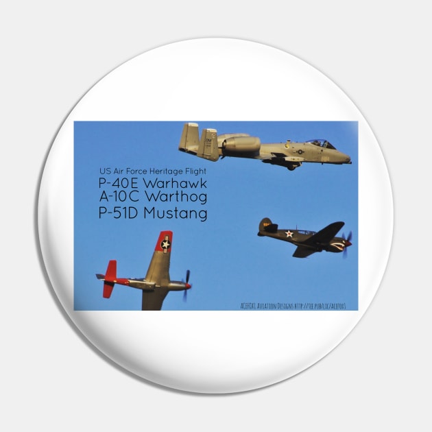 2-Sided USAF Heritage Flight P-40 A-10 and P-51 Pin by acefox1